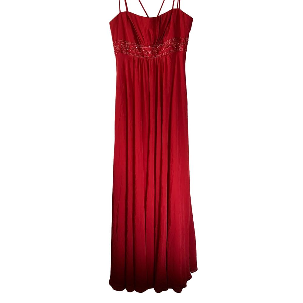 David's Bridal Red Spaghetti-Strap Maxi Dress
